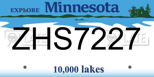 ZHS7227 Minnesota License Plate