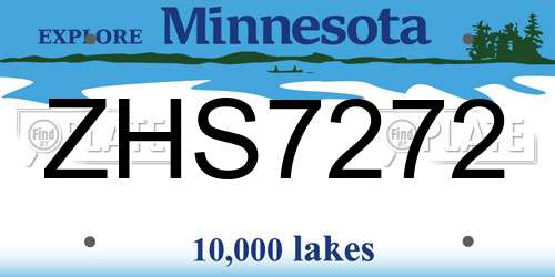 ZHS7272 Minnesota License Plate