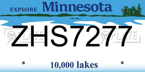 ZHS7277 Minnesota License Plate