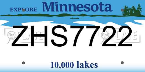 ZHS7722 Minnesota License Plate