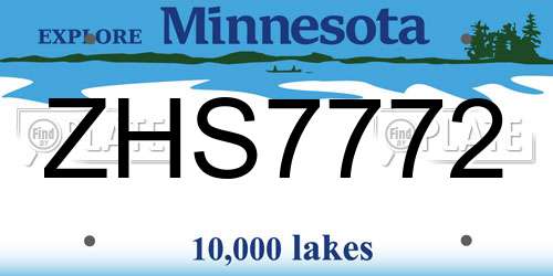 ZHS7772 Minnesota License Plate