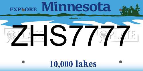 ZHS7777 Minnesota License Plate