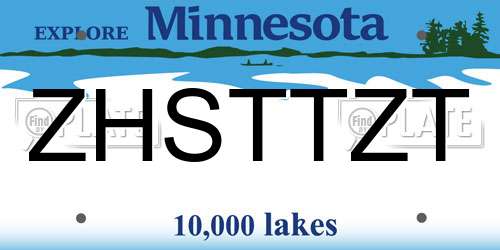 ZHSTTZT Minnesota License Plate