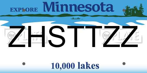 ZHSTTZZ Minnesota License Plate