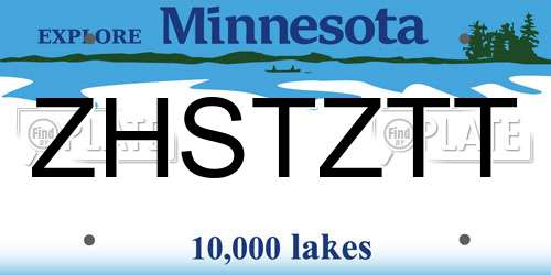ZHSTZTT Minnesota License Plate