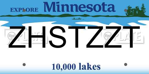 ZHSTZZT Minnesota License Plate