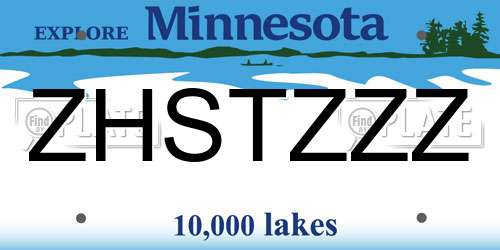 ZHSTZZZ Minnesota License Plate