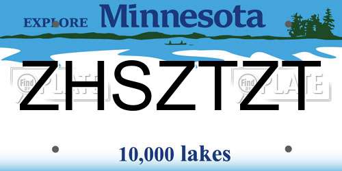 ZHSZTZT Minnesota License Plate
