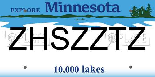 ZHSZZTZ Minnesota License Plate
