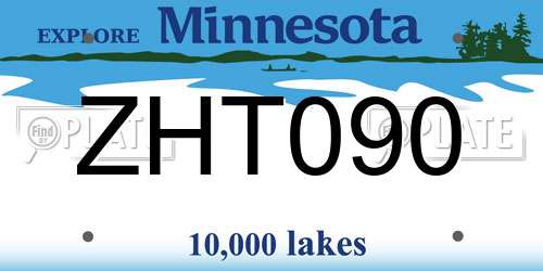 ZHT090 Minnesota License Plate