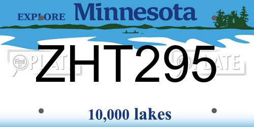 ZHT295 Minnesota License Plate