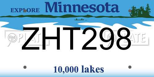 ZHT298 Minnesota License Plate