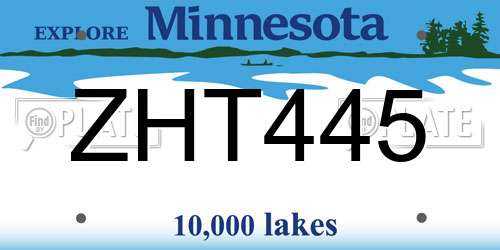 ZHT445 Minnesota License Plate