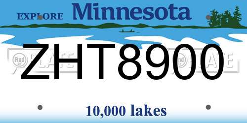 ZHT8900 Minnesota License Plate