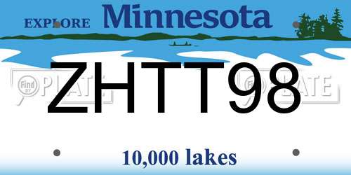 ZHTT98 Minnesota License Plate