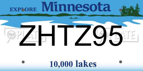 ZHTZ95 Minnesota License Plate