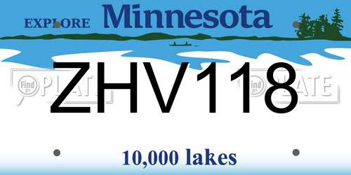 ZHV118 Minnesota License Plate