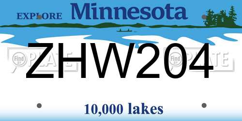 ZHW204 Minnesota License Plate