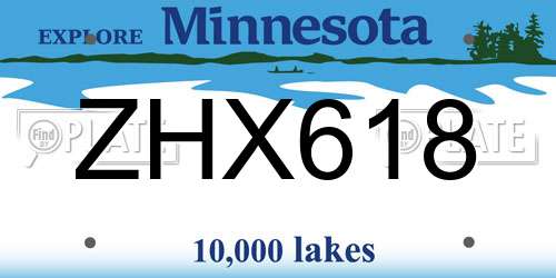 ZHX618 Minnesota License Plate