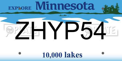 ZHYP54 Minnesota License Plate