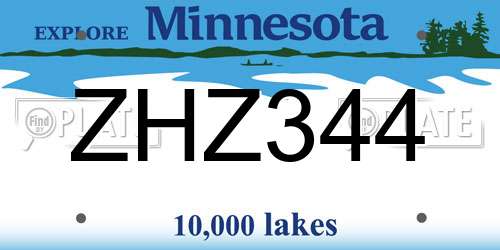 ZHZ344 Minnesota License Plate