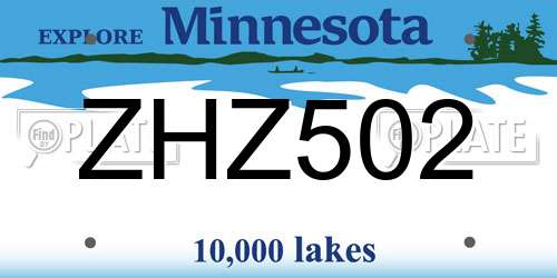 ZHZ502 Minnesota License Plate