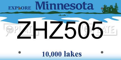 ZHZ505 Minnesota License Plate