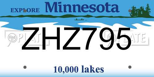ZHZ795 Minnesota License Plate