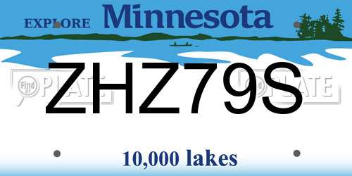 ZHZ79S Minnesota License Plate