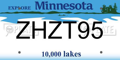 ZHZT95 Minnesota License Plate