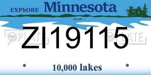 ZI19115 Minnesota License Plate