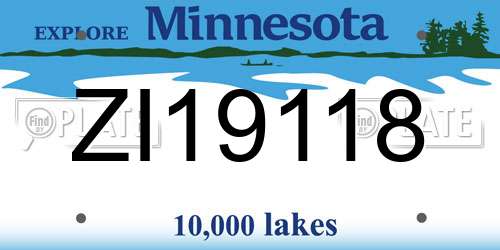 ZI19118 Minnesota License Plate