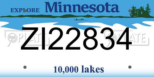 ZI22834 Minnesota License Plate