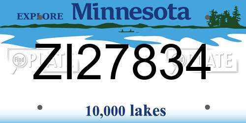 ZI27834 Minnesota License Plate