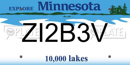 ZI2B3V Minnesota License Plate