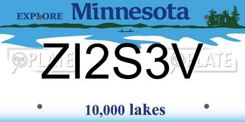 ZI2S3V Minnesota License Plate