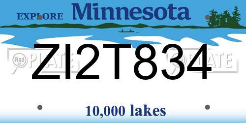 ZI2T834 Minnesota License Plate