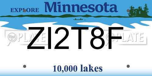 ZI2T8F Minnesota License Plate