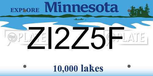 ZI2Z5F Minnesota License Plate