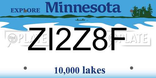 ZI2Z8F Minnesota License Plate