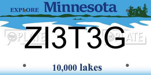 ZI3T3G Minnesota License Plate