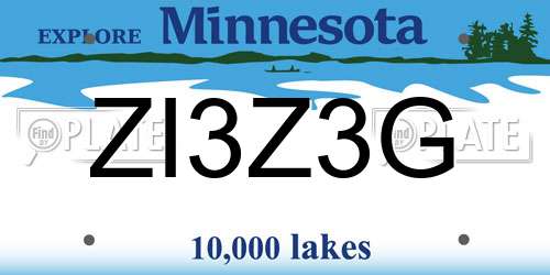 ZI3Z3G Minnesota License Plate