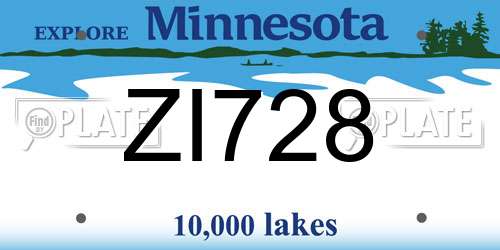 ZI728 Minnesota License Plate