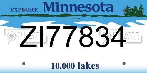 ZI77834 Minnesota License Plate