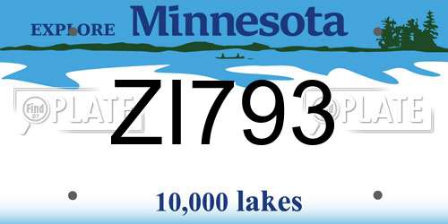 ZI793 Minnesota License Plate