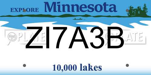 ZI7A3B Minnesota License Plate