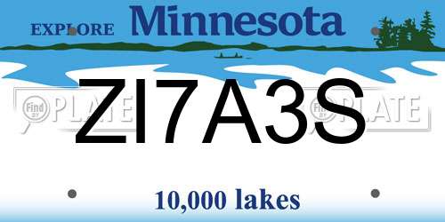 ZI7A3S Minnesota License Plate