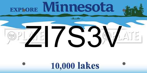 ZI7S3V Minnesota License Plate