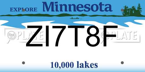 ZI7T8F Minnesota License Plate
