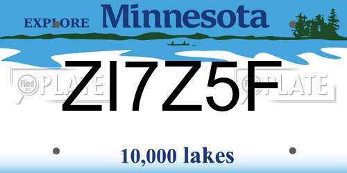 ZI7Z5F Minnesota License Plate